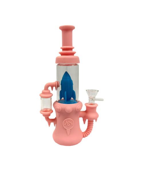 Rocket Ship Glass-Silicone Bong Ružový 23cm